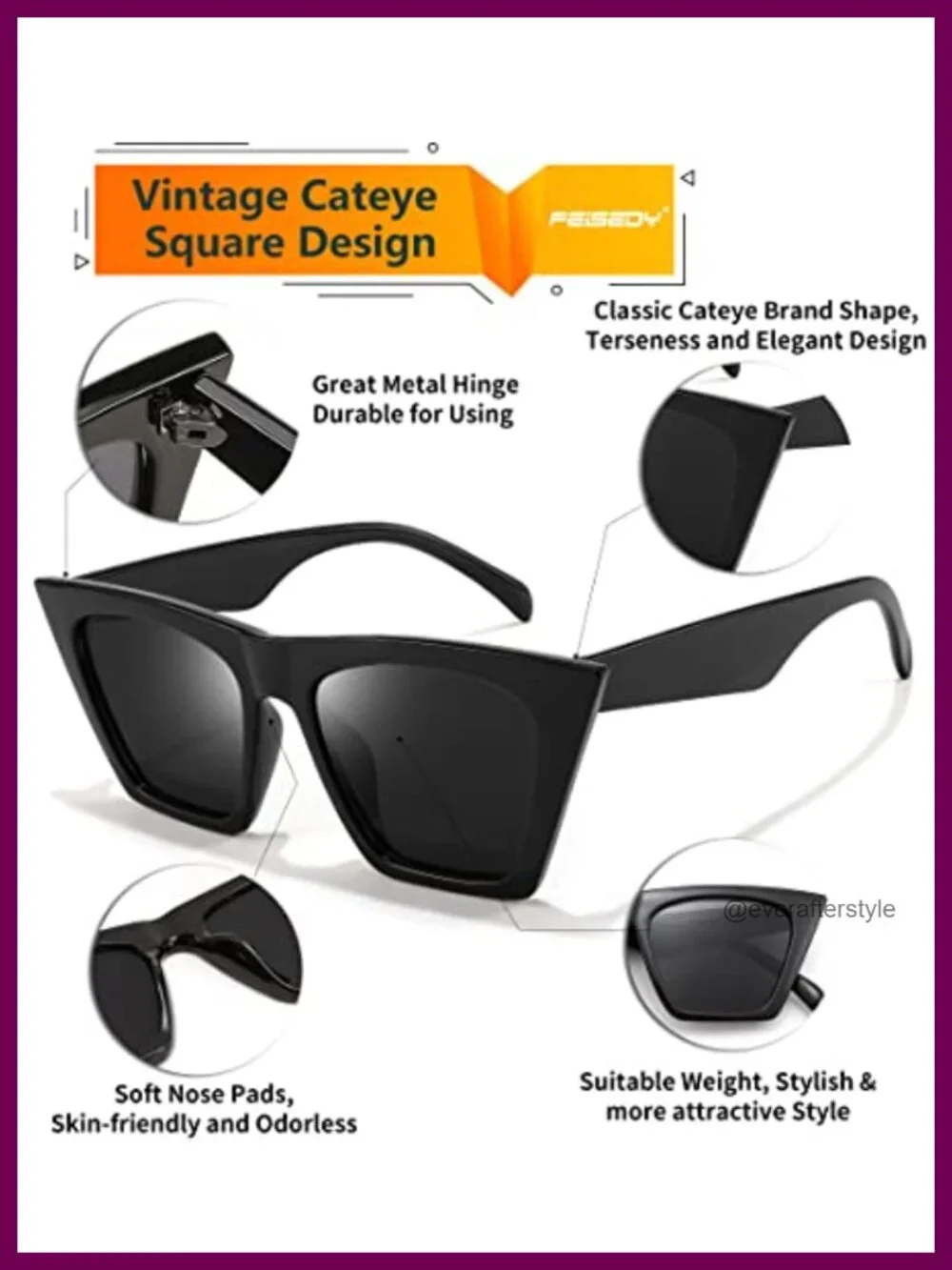 Vintage Square Cat Eye Sunglasses Women Trendy Cateye Acetate Frame Polarized